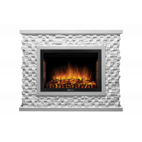 Портал Firelight Quadro 25 камень песчаник античный белый, белая эмаль