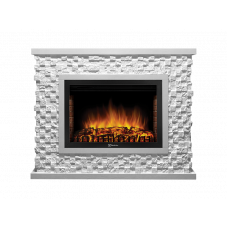 Портал Firelight Quadro 25 камень песчаник античный белый, белая эмаль