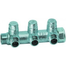Коллектор запорный MULTIFAR FAR 1 ВР-НР 3 отвода 3/4 НР плоское уплотнение FK 3870 134TP