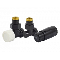 Комплект подключения радиаторный угловой Schlosser STANDARD MINI 1/2 с термоголовкой MINI DIAMANT M30x1.5 RAL 9005 602200055