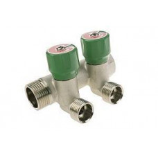 Коллектор модульный ELSEN 3/4 2 контура 1/2 HP ПУ вентили 90° TIN латунь EMW03.02T