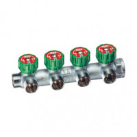 Коллектор латунный хромированный FAR 3/4 ВР-НР 4 отвода 1/2 HP EU плоское уплотнение FK38243412UN