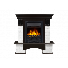 Портал Firelight Forte Classic камень белый, шпон темный дуб