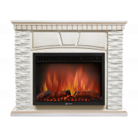 Портал Firelight Porto 30 камень белый, шпон беленый дуб