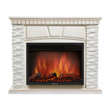 Портал Firelight Porto 30 камень белый, шпон беленый дуб