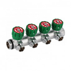 Коллектор латунный никелированный Hoobs 1 x3/4  (евроконус) - 4 вых.. 03106H
