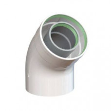 Колено коаксиальное Gekon 60/100 мм 45° алюминий GKD 60100K45AL