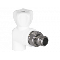 Кран шаровой радиаторный TEBO PP-R 25х3/4 угловой белый 015062102