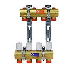 Коллекторный узел латунный Giacomini R553D 1 x 3/4 EK на 10 контуров R553EY010