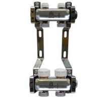 Коллекторный блок Gekon 1 x 3/4 2 выхода из нержавеющей стали с регулирующими клапанами GK 75102