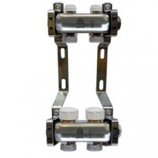 Коллекторный блок Gekon 1 x 3/4 2 выхода из нержавеющей стали с регулирующими клапанами GK 75102