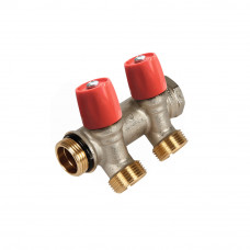 Коллектор с вентилями Henco VBS 3/4х3/4 EK 2 выхода красный VBS050502-RO